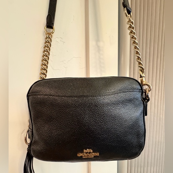 Coach Black Pebbled Leather Camera Crossbody Bag - Picture 2 of 15